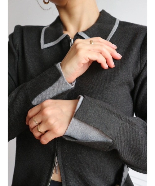 TRUNC（トランクエイティーエイト）の「Zip Up Knit Pullover（ニット/セーター・レディース・アイボリー/ブラック・FREE）」の8枚目の写真