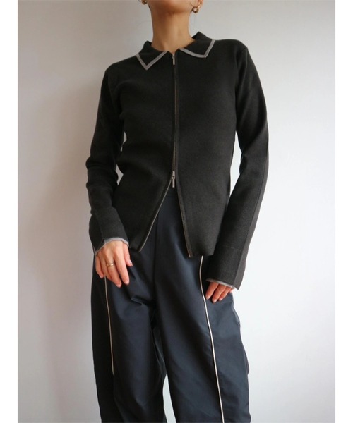 TRUNC（トランクエイティーエイト）の「Zip Up Knit Pullover（ニット/セーター・レディース・アイボリー/ブラック・FREE）」の10枚目の写真