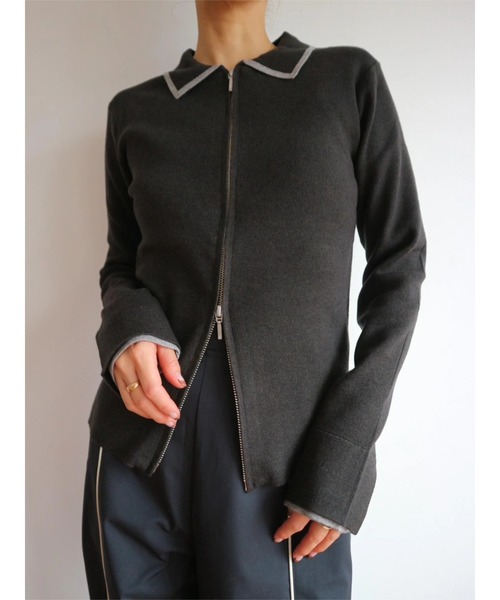 TRUNC（トランクエイティーエイト）の「Zip Up Knit Pullover（ニット/セーター・レディース・アイボリー/ブラック・FREE）」の12枚目の写真