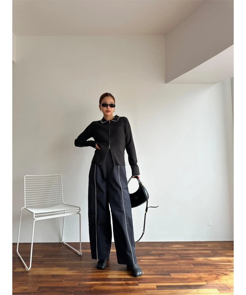 TRUNC（トランクエイティーエイト）の「Zip Up Knit Pullover（ニット/セーター・レディース・アイボリー/ブラック・FREE）」の14枚目の写真