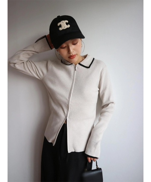 TRUNC（トランクエイティーエイト）の「Zip Up Knit Pullover（ニット/セーター・レディース・アイボリー/ブラック・FREE）」の16枚目の写真