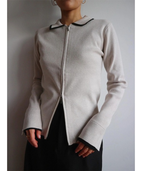 TRUNC（トランクエイティーエイト）の「Zip Up Knit Pullover（ニット/セーター・レディース・アイボリー/ブラック・FREE）」の17枚目の写真