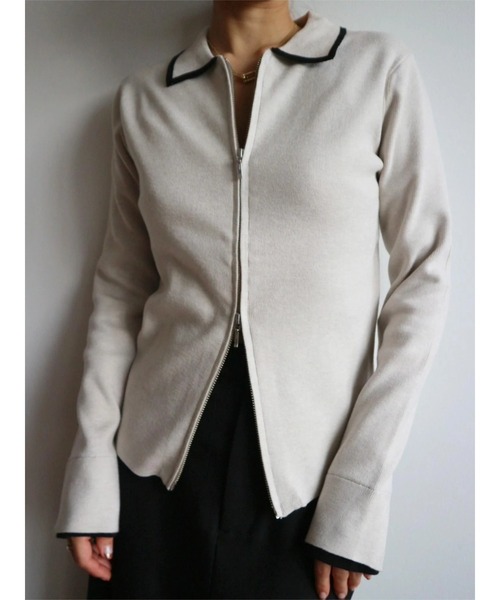 TRUNC（トランクエイティーエイト）の「Zip Up Knit Pullover（ニット/セーター・レディース・アイボリー/ブラック・FREE）」の19枚目の写真