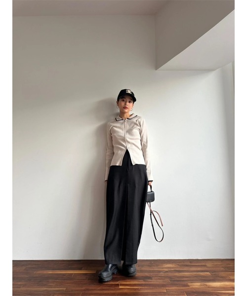 TRUNC（トランクエイティーエイト）の「Zip Up Knit Pullover（ニット/セーター・レディース・アイボリー/ブラック・FREE）」の21枚目の写真