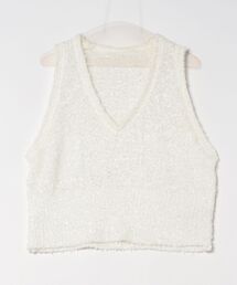 Q | リボンヤーンニットベスト(ベスト)