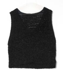 Q | リボンヤーンニットベスト(ベスト)