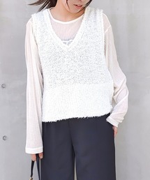 Q | リボンヤーンニットベスト(ベスト)