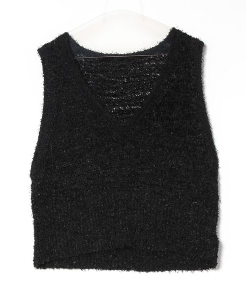Q(キュー)の「リボンヤーンニットベスト(ベスト・レディース・ブラック/アイボリー・MEDIUM)」の5枚目の写真