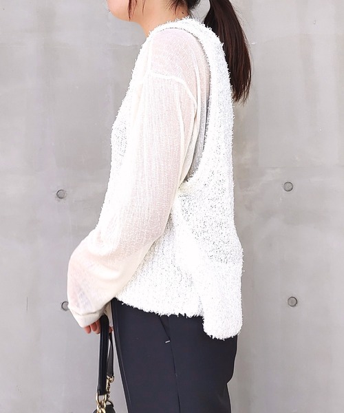 Q(キュー)の「リボンヤーンニットベスト(ベスト・レディース・ブラック/アイボリー・MEDIUM)」の13枚目の写真