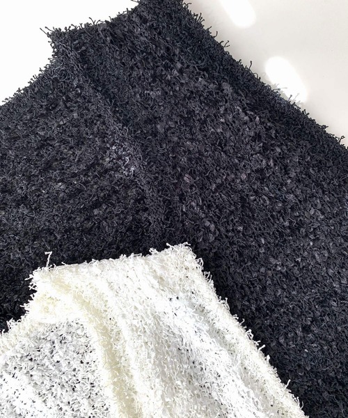 Q(キュー)の「リボンヤーンニットベスト(ベスト・レディース・ブラック/アイボリー・MEDIUM)」の6枚目の写真