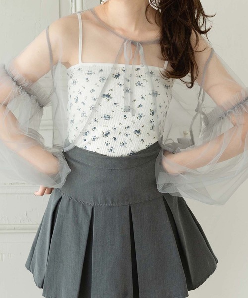 Ambre Neige(アンブルネージュ)の「2way tulle ribbon bolero / 2wayチュールリボンボレロ(カーディガン/ボレロ・レディース・アイボリー/ライトグレー/ライトグリーン・FREE)」の7枚目の写真