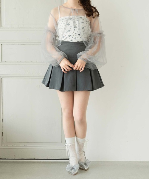 Ambre Neige(アンブルネージュ)の「2way tulle ribbon bolero / 2wayチュールリボンボレロ(カーディガン/ボレロ・レディース・アイボリー/ライトグレー/ライトグリーン・FREE)」の9枚目の写真