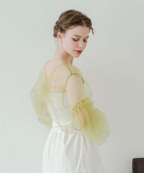 Ambre Neige(アンブルネージュ)の「2way tulle ribbon bolero / 2wayチュールリボンボレロ(カーディガン/ボレロ・レディース・アイボリー/ライトグレー/ライトグリーン・FREE)」の11枚目の写真