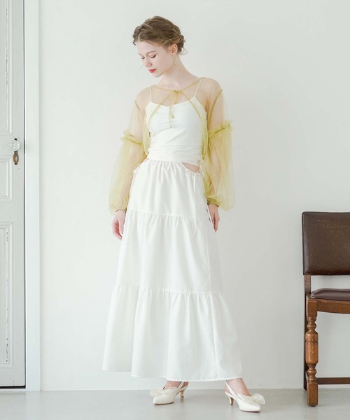 Ambre Neige(アンブルネージュ)の「2way tulle ribbon bolero / 2wayチュールリボンボレロ(カーディガン/ボレロ・レディース・アイボリー/ライトグレー/ライトグリーン・FREE)」の12枚目の写真