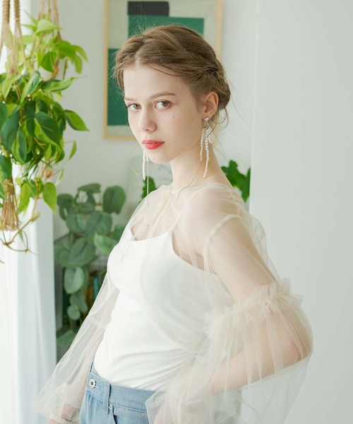 Ambre Neige(アンブルネージュ)の「2way tulle ribbon bolero / 2wayチュールリボンボレロ(カーディガン/ボレロ・レディース・アイボリー/ライトグレー/ライトグリーン・FREE)」の17枚目の写真