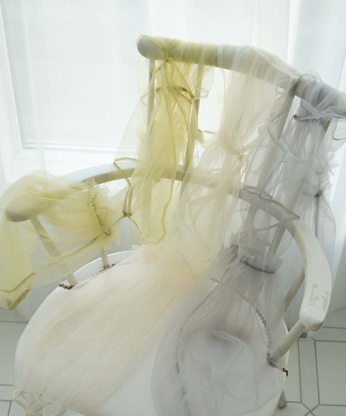 Ambre Neige(アンブルネージュ)の「2way tulle ribbon bolero / 2wayチュールリボンボレロ(カーディガン/ボレロ・レディース・アイボリー/ライトグレー/ライトグリーン・FREE)」の14枚目の写真