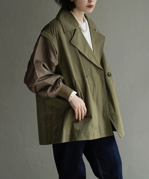 2wayMA-1スリーブビックカラーハーフコート（ブルゾン）｜apartment