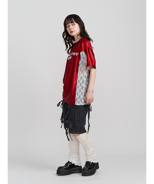 jouetie（ジュエティ）の「ワイドデニムリボンハーフパンツ（デニムパンツ・レディース・ブルー/ブラック・MEDIUM/SMALL）」の5枚目の写真