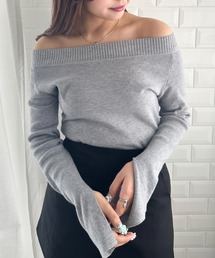 オフショル ニット オフショルダー」に該当するグレー/灰色系の