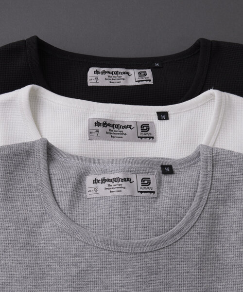 WHO'S WHO gallery（フーズフーギャラリー）の「2サイズ【SOUR CREAM/サワークリーム】ワッフルクルーネックロンTEE（Tシャツ/カットソー・レディース・グレー/ブラック/ホワイト・MEDIUM/LARGE）」の14枚目の写真