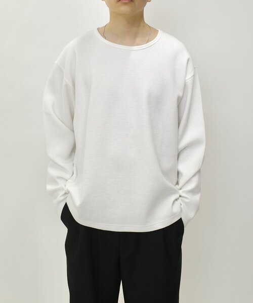 WHO'S WHO gallery（フーズフーギャラリー）の「2サイズ【SOUR CREAM/サワークリーム】ワッフルクルーネックロンTEE（Tシャツ/カットソー・レディース・グレー/ブラック/ホワイト・MEDIUM/LARGE）」の11枚目の写真