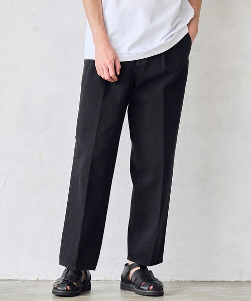 RONEL(ロネル)の「【RONEL】デニムトラウザー(デニムパンツ・メンズ・オフホワイト/ブラック・S/M/L/XL)」の1枚目の写真