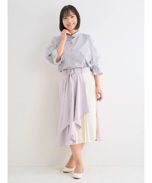 Re-J&SUPURE(リジェイアンドスプル)の「【大きいサイズ】シフォンプリーツ切り替えスカート(スカート・レディース・ネイビー/パープル・X-LARGE/XX-LARGE/XXX-LARGE)」の20枚目の写真