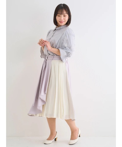 Re-J&SUPURE(リジェイアンドスプル)の「【大きいサイズ】シフォンプリーツ切り替えスカート(スカート・レディース・ネイビー/パープル・X-LARGE/XX-LARGE/XXX-LARGE)」の22枚目の写真