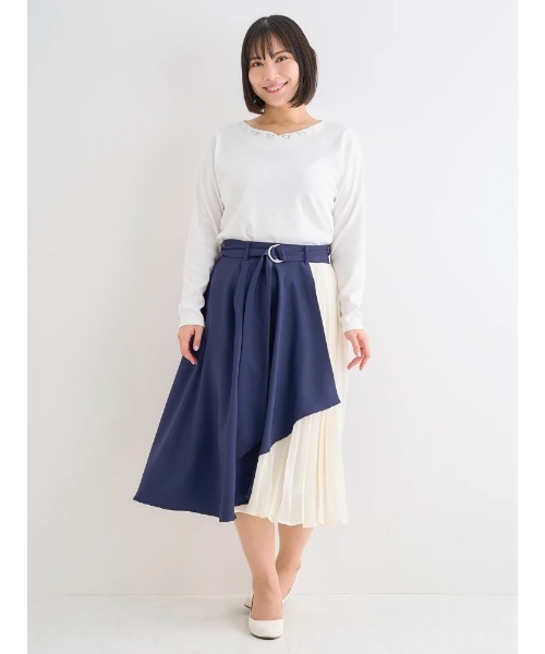 セール】【大きいサイズ】シフォンプリーツ切り替えスカート