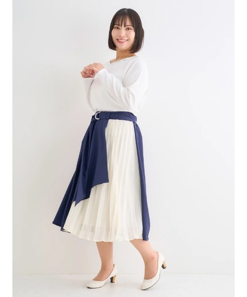 Re-J&SUPURE(リジェイアンドスプル)の「【大きいサイズ】シフォンプリーツ切り替えスカート(スカート・レディース・ネイビー/パープル・X-LARGE/XX-LARGE/XXX-LARGE)」の4枚目の写真