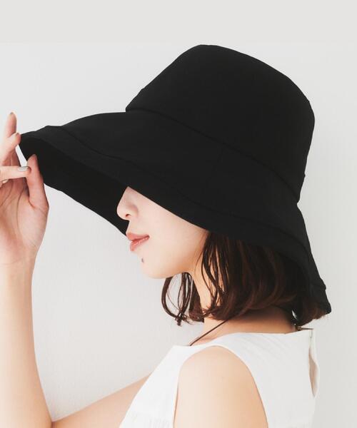 UNTITLED（アンタイトル）の「【遮熱・UVカット・ウォッシャブル】つば広HAT（ハット・レディース・ブラック/オフホワイト・99）」の14枚目の写真