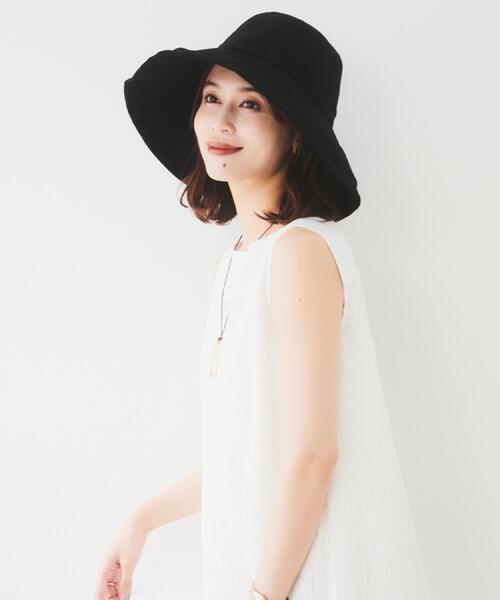 UNTITLED（アンタイトル）の「【遮熱・UVカット・ウォッシャブル】つば広HAT（ハット・レディース・ブラック/オフホワイト・99）」の4枚目の写真
