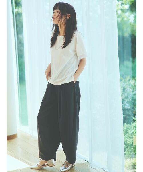 THE SHOP TK (ザ ショップ ティーケー )の「袖シアーTシャツ【接触冷感/洗濯機OK】(Tシャツ/カットソー・レディース・キャメル/オフホワイト/ブラック/サックスブルー・12/13)」の10枚目の写真