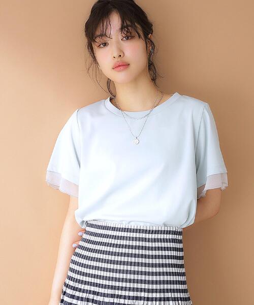 THE SHOP TK (ザ ショップ ティーケー )の「袖シアーTシャツ【接触冷感/洗濯機OK】(Tシャツ/カットソー・レディース・キャメル/オフホワイト/ブラック/サックスブルー・12/13)」の16枚目の写真