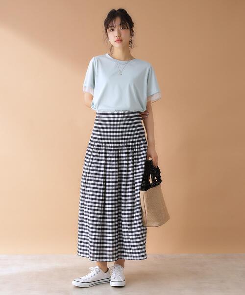 THE SHOP TK (ザ ショップ ティーケー )の「袖シアーTシャツ【接触冷感/洗濯機OK】(Tシャツ/カットソー・レディース・キャメル/オフホワイト/ブラック/サックスブルー・12/13)」の17枚目の写真