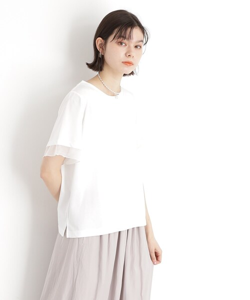 THE SHOP TK (ザ ショップ ティーケー )の「袖シアーTシャツ【接触冷感/洗濯機OK】(Tシャツ/カットソー・レディース・キャメル/オフホワイト/ブラック/サックスブルー・12/13)」の19枚目の写真