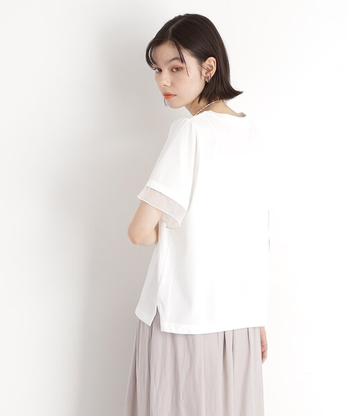 THE SHOP TK (ザ ショップ ティーケー )の「袖シアーTシャツ【接触冷感/洗濯機OK】(Tシャツ/カットソー・レディース・キャメル/オフホワイト/ブラック/サックスブルー・12/13)」の20枚目の写真