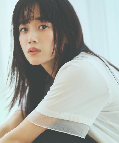 THE SHOP TK (ザ ショップ ティーケー )の「袖シアーTシャツ【接触冷感/洗濯機OK】(Tシャツ/カットソー・レディース・キャメル/オフホワイト/ブラック/サックスブルー・12/13)」の2枚目の写真