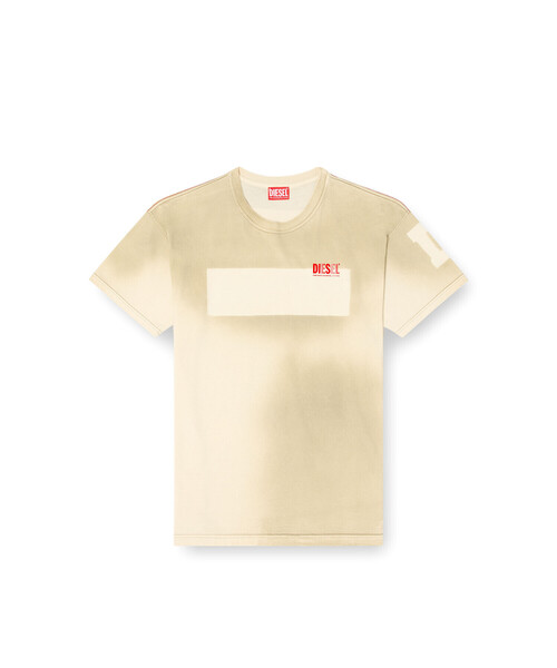 関税送料込【DIESEL】ホワイト＆ベージュ T-Boxt 長袖Tシャツ メンズ 長袖Tシャツ T-BOXT-DB-LS-RIB-T1（Tシャツ/カットソー