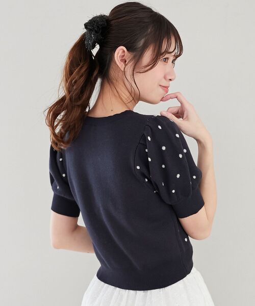 MAJESTIC LEGON(マジェスティックレゴン)の「ハートジャカードパフスリーブニット(ニット/セーター・レディース・ピンク/レッド/ネイビー/ブルー/ブルー系その他2・MEDIUM)」の12枚目の写真
