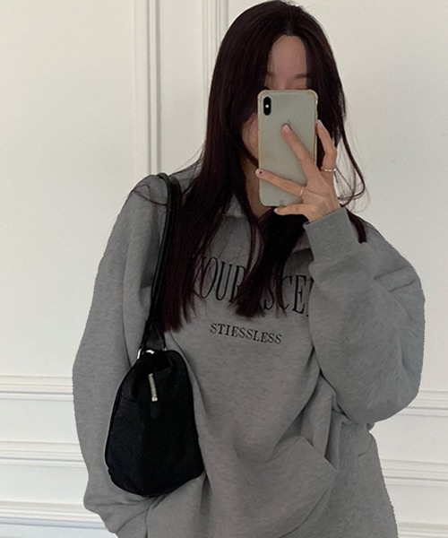 VIBGYOR（ヴィブジョー）の「[NARULA/ナルラ]カジュアル ロゴ プリント ハーフジップ アップ(CZ)（Tシャツ/カットソー・レディース・グレー/ブラック・FREE）」の6枚目の写真