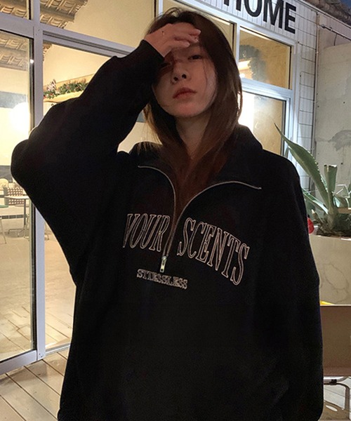 VIBGYOR（ヴィブジョー）の「[NARULA/ナルラ]カジュアル ロゴ プリント ハーフジップ アップ(CZ)（Tシャツ/カットソー・レディース・グレー/ブラック・FREE）」の8枚目の写真