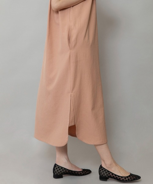 美品♡アンタイトル　日本製ウール混アシメタックVネックワンピース46 antiqua ワンピース レディース ロング 半袖 無地 Vネック 送料