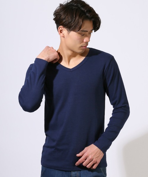 LUXSTYLE(ラグスタイル)の「Vネック無地ロンT(Tシャツ/カットソー・メンズ・ネイビー/ホワイト/ブラック/杢グレー/チャコールグレー・M/L/XL)」の15枚目の写真