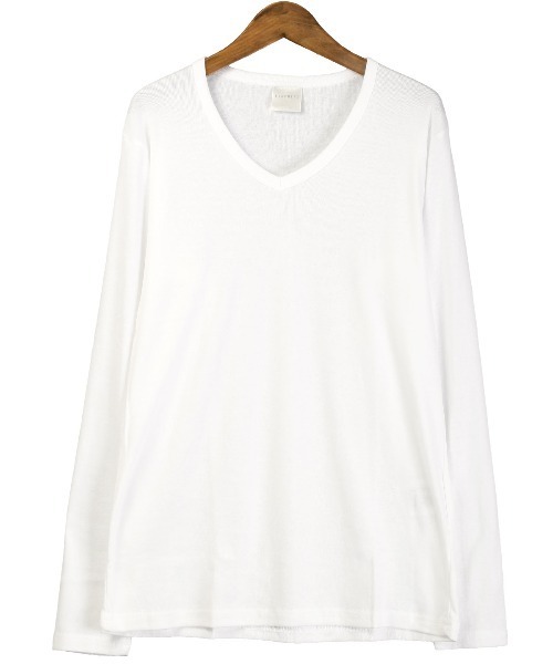 LUXSTYLE(ラグスタイル)の「Vネック無地ロンT(Tシャツ/カットソー・メンズ・ネイビー/ホワイト/ブラック/杢グレー/チャコールグレー・M/L/XL)」の22枚目の写真