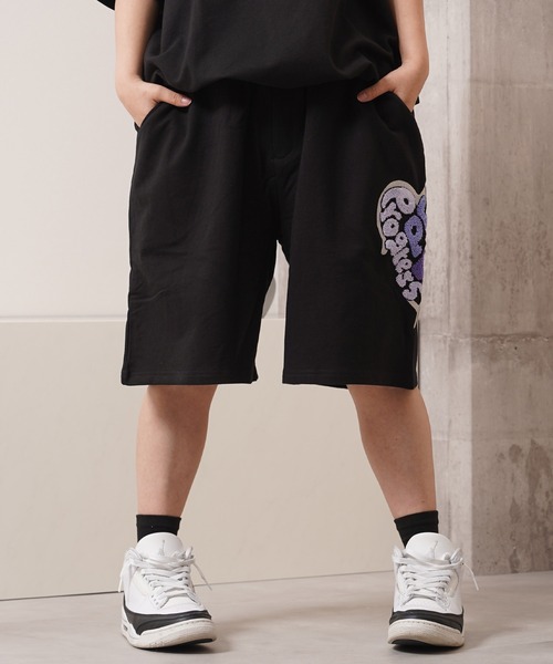 1111clothing(ワンフォークロージング)の「ハート サガラ刺繍 スウェットショーツ / Heart Sagara Embroidery Sweatshorts(スウェットパンツ・メンズ・ブラック/ブラウン/アッシュ/チャコールグレー・M/L)」の20枚目の写真