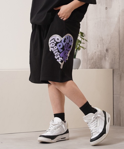 1111clothing(ワンフォークロージング)の「ハート サガラ刺繍 スウェットショーツ / Heart Sagara Embroidery Sweatshorts(スウェットパンツ・メンズ・ブラック/ブラウン/アッシュ/チャコールグレー・M/L)」の21枚目の写真