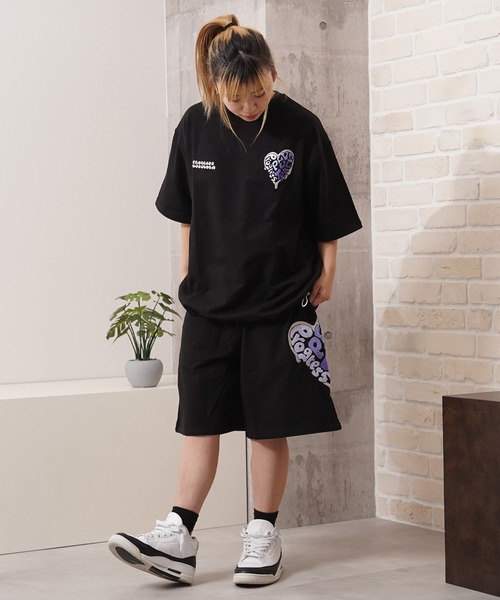 1111clothing(ワンフォークロージング)の「ハート サガラ刺繍 スウェットショーツ / Heart Sagara Embroidery Sweatshorts(スウェットパンツ・メンズ・ブラック/ブラウン/アッシュ/チャコールグレー・M/L)」の17枚目の写真