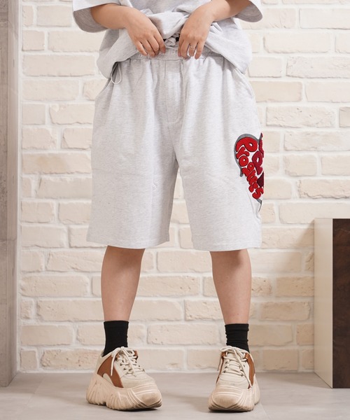1111clothing(ワンフォークロージング)の「ハート サガラ刺繍 スウェットショーツ / Heart Sagara Embroidery Sweatshorts(スウェットパンツ・メンズ・ブラック/ブラウン/アッシュ/チャコールグレー・M/L)」の15枚目の写真