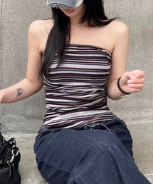 LADY LIKE | マルチボーダーチューブトップ(チューブトップ)